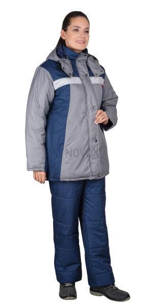 Костюм зимний женский "ФРИСТАЙЛ" куртка, брюки, синий со стальным