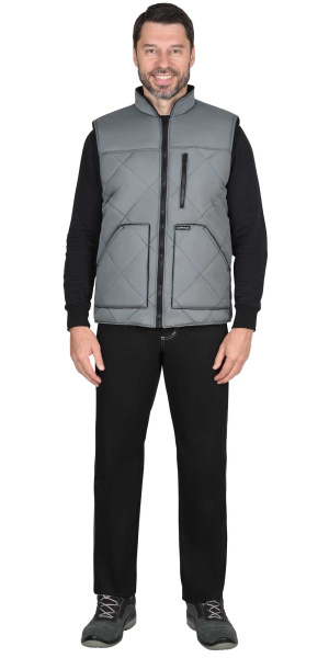 Жилет ЕВРОПА удлиненный (на подкладке флис черный) графит