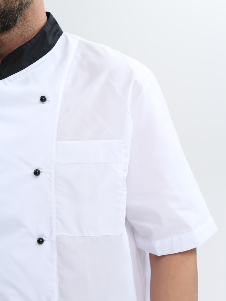 Костюм повара с коротким рукавом Шоколад (тк.ТиСи), черный/белый