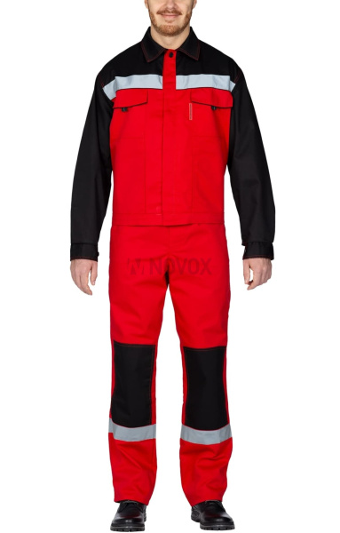 Костюм "Мастер-Люкс", куртка, п/к, красный с черным