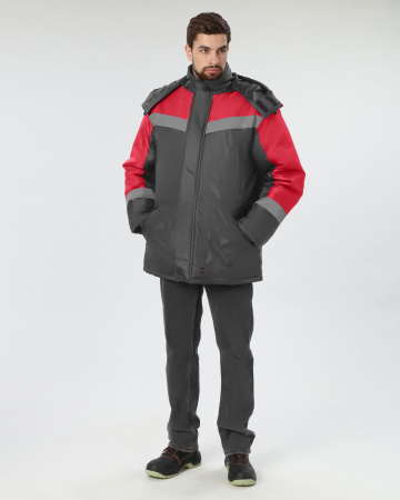 Куртка зимняя "Лигор" СОП (тк.OxLine,90), т.серый/красный