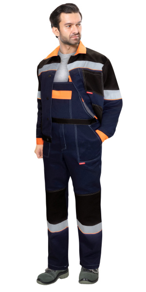 Костюм "ЛЕГИОНЕР" куртка, п/к, т.синий с черным и оранжевой отделкой, СОП