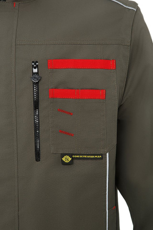 Костюм НЭКСТ (NEXT), куртка с отстегивающимися рукавами, брюки, хаки/красный