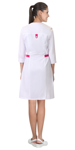 Халат СИРИУС-БРАЙТЛИ женский белый с фуксией