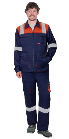 Костюм БИЛДЕР куртка, брюки темно-синий с оранжевым