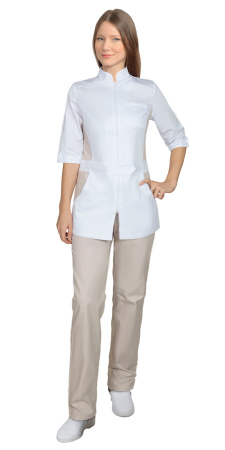 Костюм "БАРБАРА" женский белый с бежевым