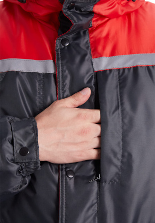 Костюм зимний "СТИМ" куртка/полукомб. цвет: т.серый/красный