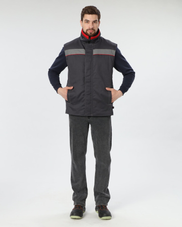 Жилет утепленный Грей (тк.Балтекс,210), т.серый/красный