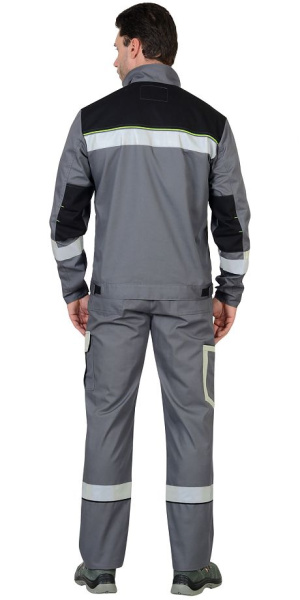 Костюм "БОСТОН" куртка кор., п/к, ср.серый с молочным и черным