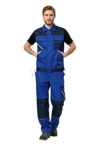 Жилет рабочий летний/демисезонный "Мегаполис" цвет василёк/темно-синий