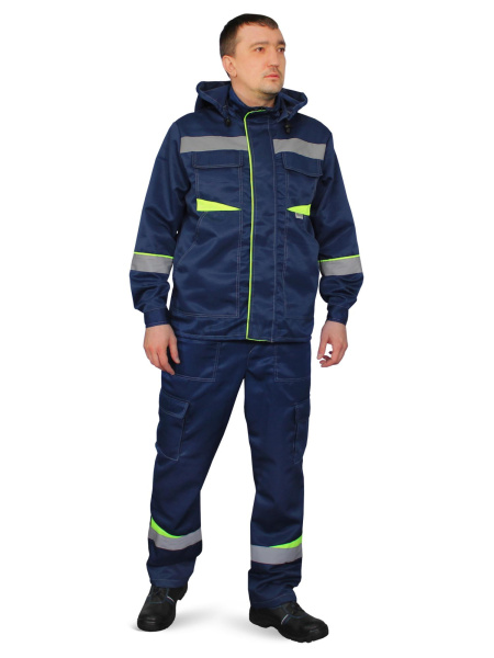Костюм "Грань", куртка с капюшоном+п/к, цв. синий