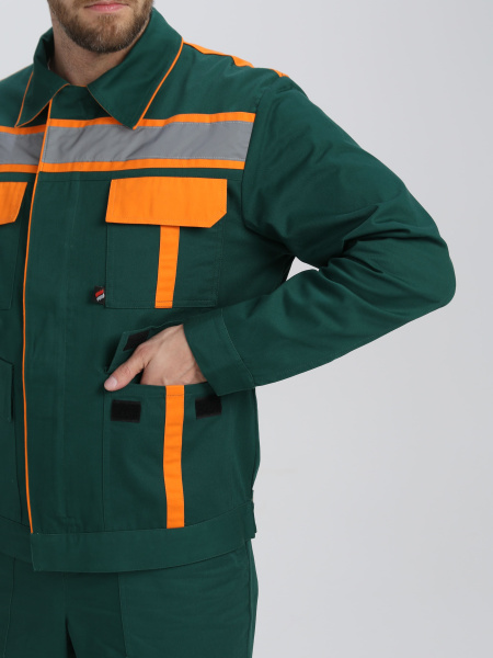 Костюм ИТР СОП IMP (тк.Саржа,250) брюки, т.зеленый/оранжевый