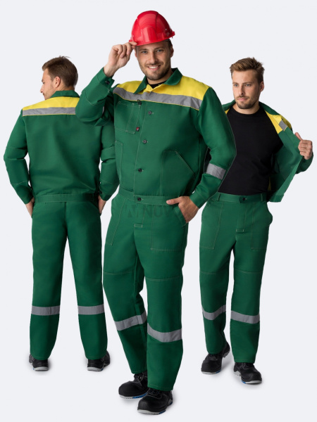 Костюм "Лигор-1" СОП У. (тк.Смесовая,210) брюки, зеленый/желтый