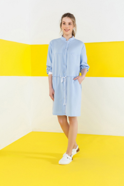 Халат ГВЕНН ЛЮКС ЛИНДРЕД длинный рукав, кнопки женский светло-голубой