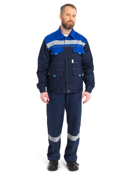 Костюм "Нова" куртка+брюки, цв. т.синий/василек, тк. 80/20 пл. 260