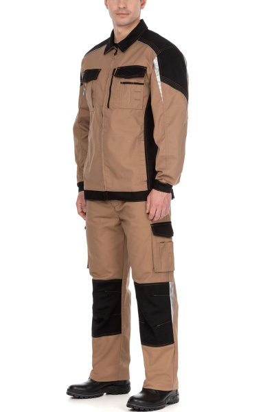 Костюм "STATUS" NEW (Статус), куртка, брюки, бежевый с черным