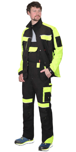 Костюм ОНИКС куртка (чз), п/к черный с лимонным