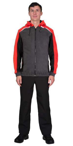 Куртка флисовая серая с красным, черным и СОП