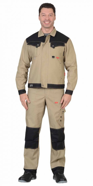 Куртка "ВЕСТ-ВОРК" кор., бежевый с черным пл. 275 г/кв.м (ЧЗ)