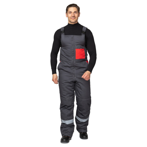 Костюм мужской утеплённый "Бренд К" тёмно-серый/красный, куртка, п/к