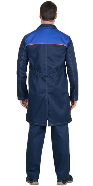 Халат мужской "ФАВОРИТ", т.синий/васильковый с оранжевым кантом