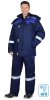 Костюм "БОСТОН-РОСС" зимний, куртка длинная, п/к, синий с васильковым, чёрной отделкой и СОП