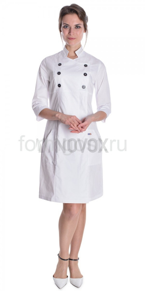 Халат "Габриэль" медицинский женский, белый + черный