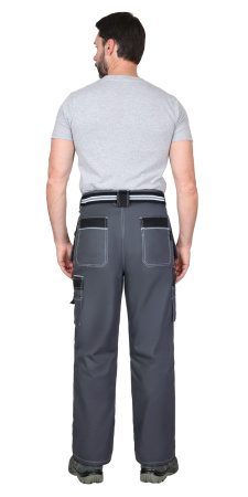 Брюки мужские летние "ПРЕСТИЖ-Л" темно-серый с черным, СВ кант