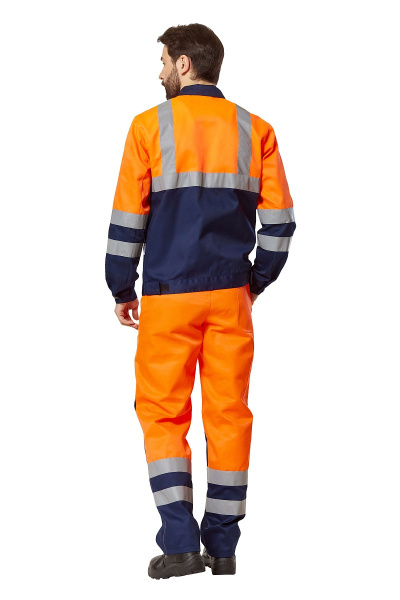 Костюм рабочий мужской "Спектр-Сигнал" сигнальный с СОП цвет оранжевый/темно-синий