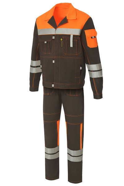 Костюм "Профессионал-2", куртка, п/к, с СВП (СОП) графит/оранжевый