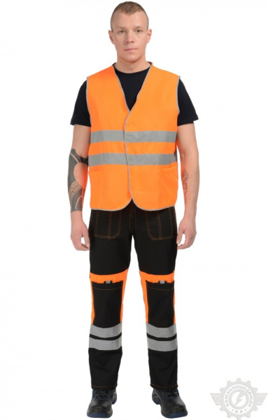 Жилет сигнальный "Спектр" на липучке оранжевый с СВП (СОП)