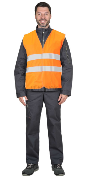 Жилет сигнальный кл.2, 2 СОП (трик.120 гр/м2, карманы) оранжевый (ЧЗ)