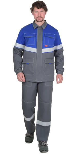 Костюм "Самотлор" куртка, п/к серый с вас, 80% х/б, 20% п/э, антистатическая нить 250 г/кв.