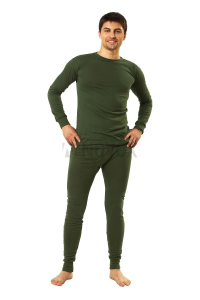 Белье трикотажное с начесом цвет олива