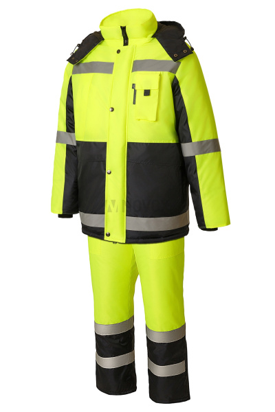 Костюм Магистраль утепленный с СВП тк.Оксфорд желтый/т.синий, куртка, п/к