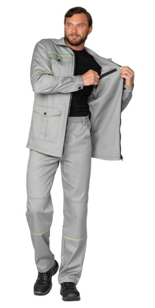 Куртка мужская "Эко-Босс" светло-серая/лимонная