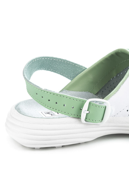 Сабо женские нат.кожа Комфорт ПВХ, белый/зеленый