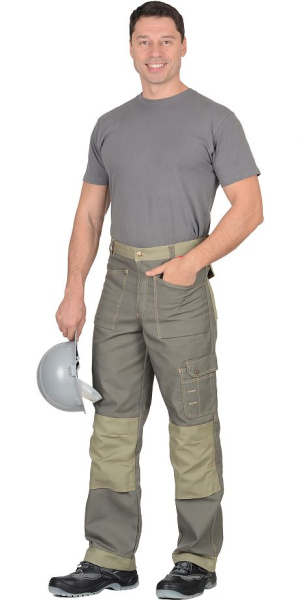 Костюм "Вест-Ворк" куртка дл. (чз), брюки т.оливковый со св.оливковым пл. 275 г/кв.м