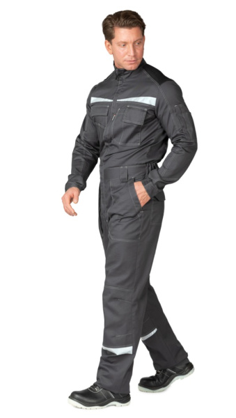 Комбинезон мужской летний "Профессионал" тёмно-серый/чёрный