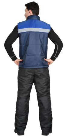 Жилет ЭКСПРЕСС с воротником стойка, синий с васильковым и СОП 50