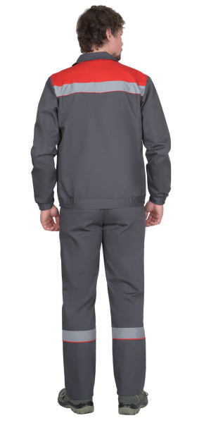 Костюм летний "МАСТЕР", куртка, брюки, т.серый/ красный