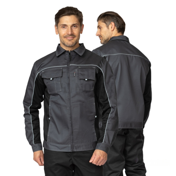 Куртка мужская летняя "Люкс" серый/чёрный/чёрный с СВ кантом