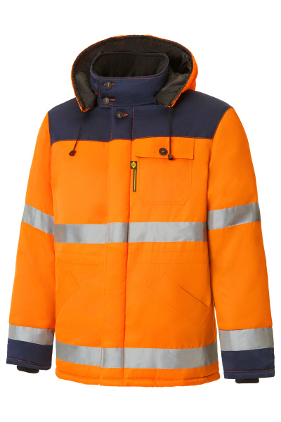 Костюм СИГНАЛ с СВП утепленный оранжевый/т.синий, куртка, п/к