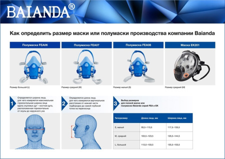 Полумаска защитная силиконовая BAIANDA FEA 07 (байонет) 