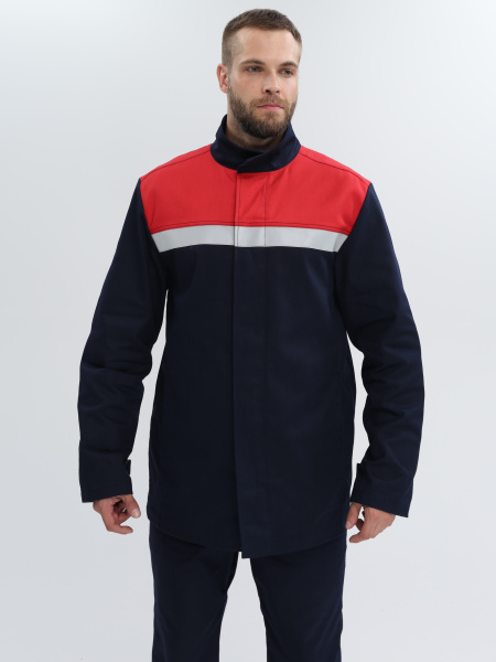 Костюм сварщика Велд-СОП 1 кл.защиты (тк.Хлопок-ОП,350) брюки, синий/красный