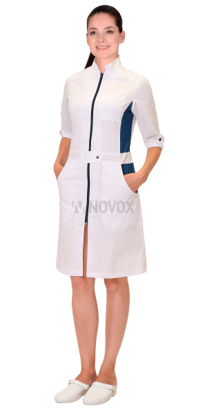 Халат "БАРБАРА" женский белый с т.синим