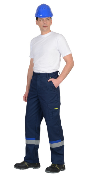 Брюки "БОСТОН" т. синий с васильковой и черной отд. 