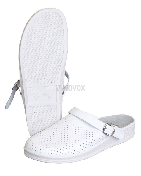 Сабо мужские, натуральная кожа, ПВХ, белый