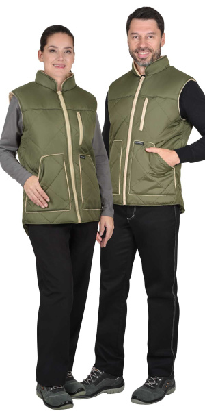 Жилет ЕВРОПА удлиненный (на подкладке флис) светлая олива
