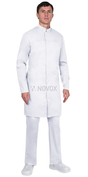 Халат "СИЦИЛИЯ" мужской белый, воротник стойка